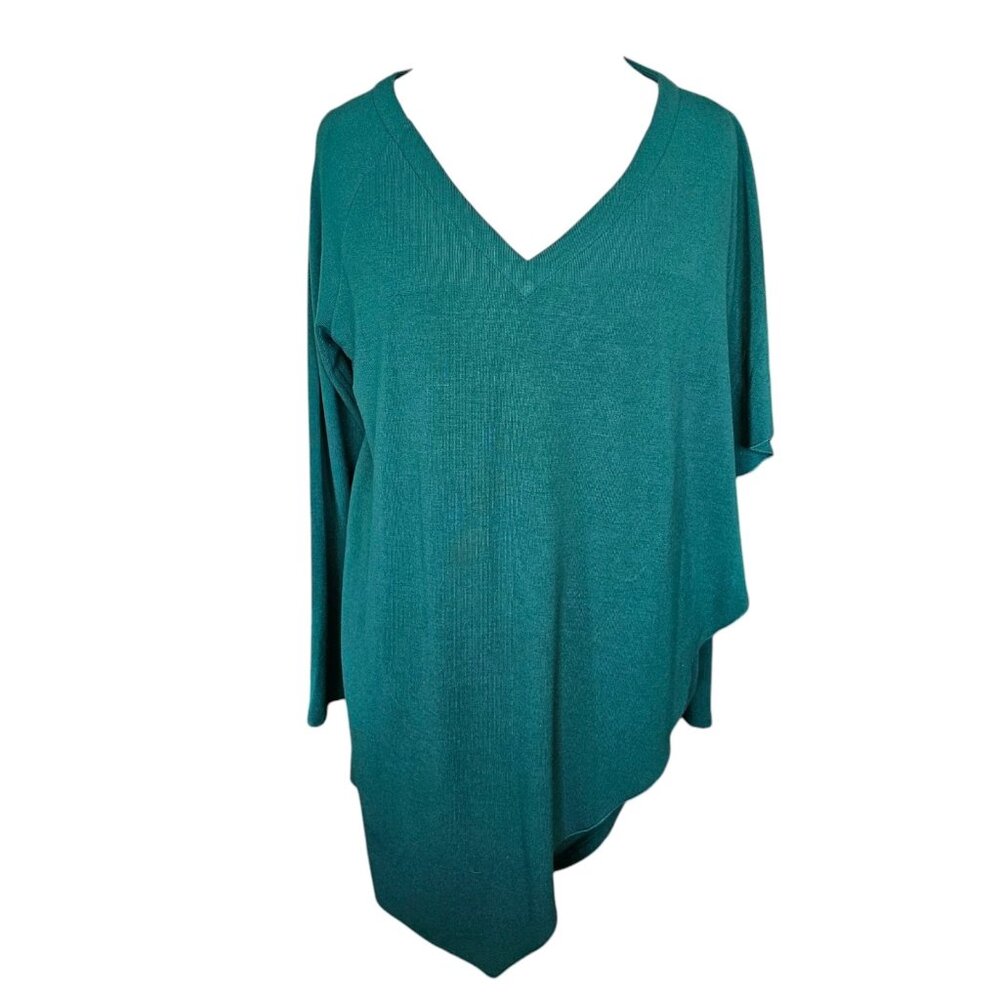 Soft Surroundings Madeline Sweater Green Lagenlook Size LP Evergreen Forest